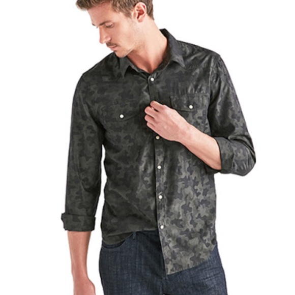 Lucky Brand Black Camo Western Shirt - Picture 1 of 4